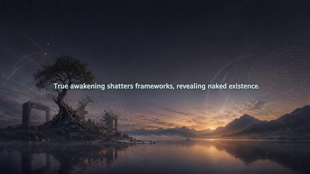 Zen Music cover for True awakening shatters frameworks, revealing naked existence.