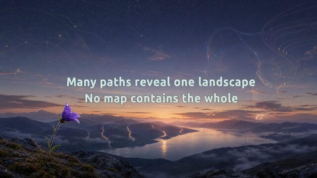 Zen Music cover for Many paths reveal one landscape No map contains the whole