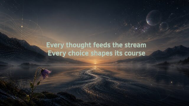 Zen Music cover for Every thought feeds the stream Every choice shapes its course